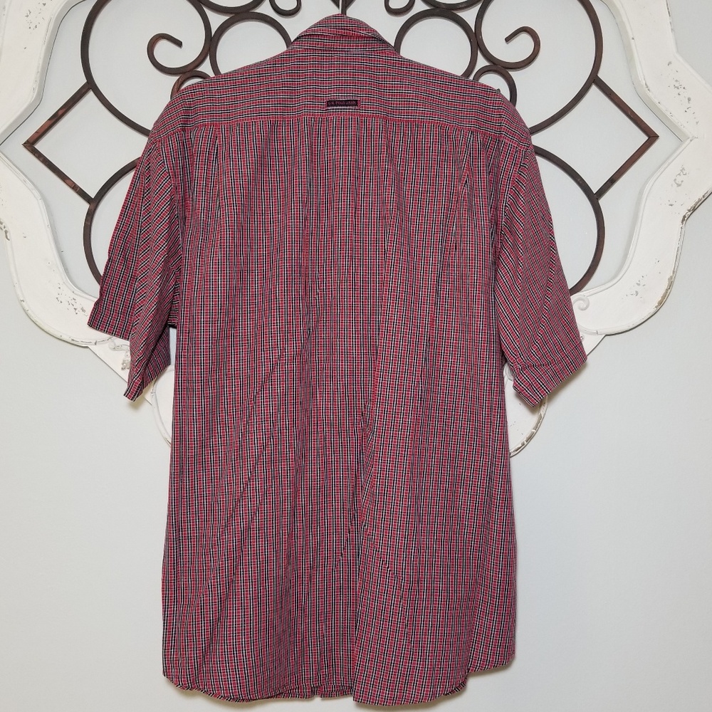 US POLO  Button Down Shirt Men’s Size L Short Sleeve Red Plaid Gift For Him - Picture 3 of 7